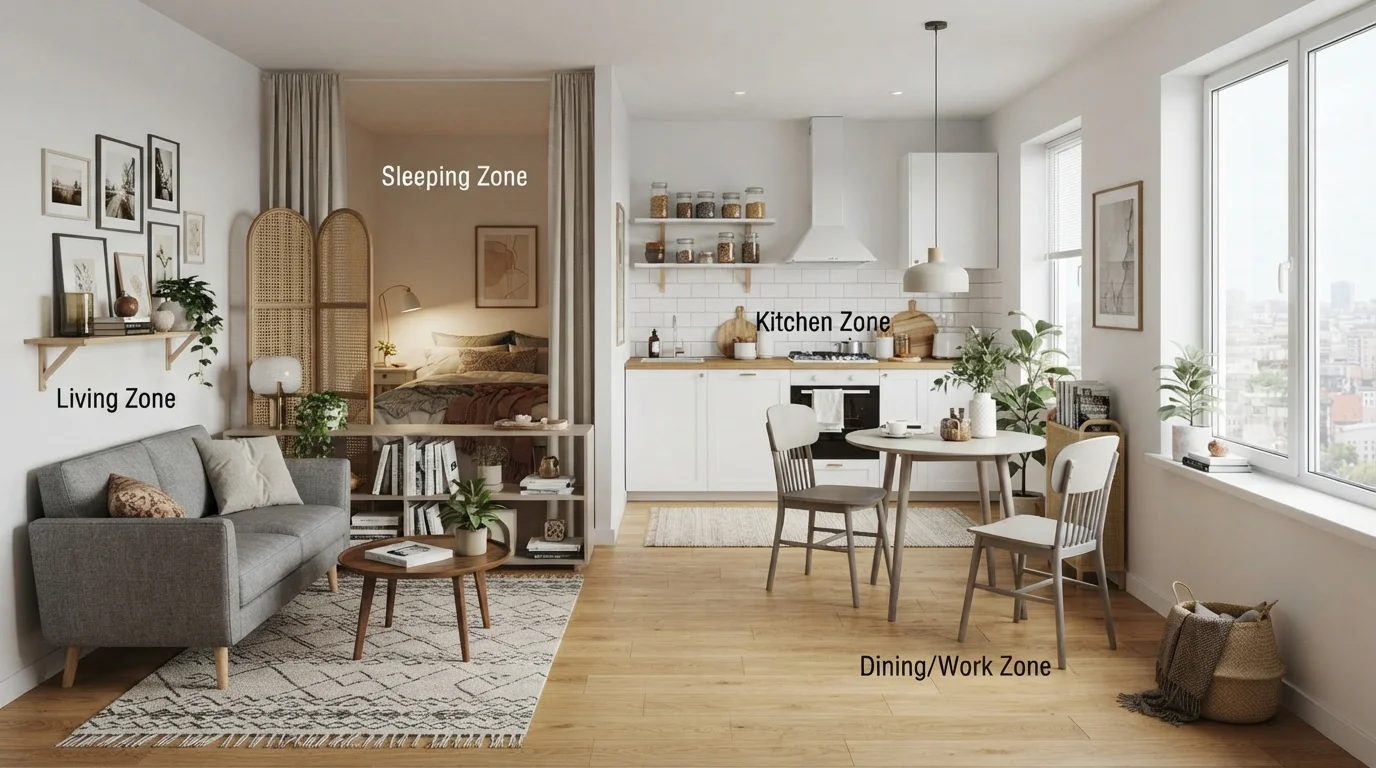 How to Create Zones in an Open-Concept Small Space